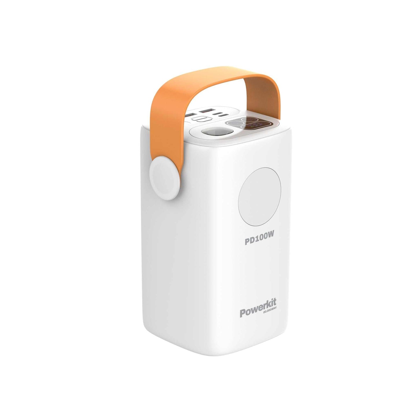 Power Station 60.000 mAh med lynladning, indbygget display og kraftig lommelygte, oplader 3 enheder samtidigt via USB-A og USB-C.